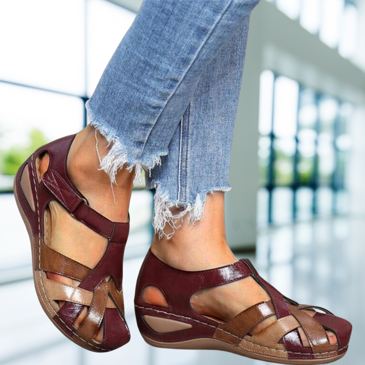Leichte Sandalen mit flexiblem Obermaterial und bequemer Passform | Bordeaux rot