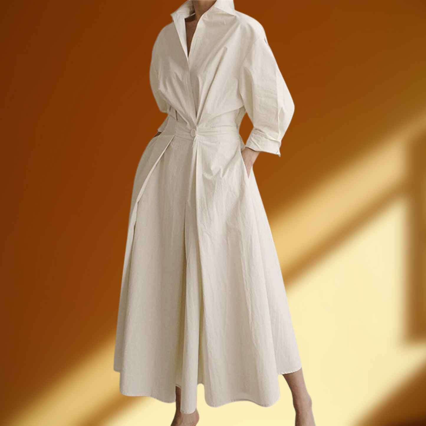Leichtes Sommerkleid mit verstellbarem Gürtel und Knopfleiste | Weiß 2