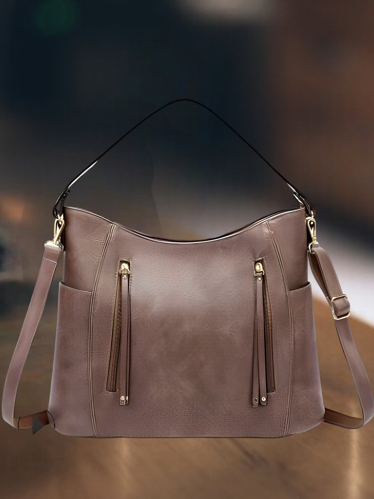 Lene | Elegante Umhängetasche Damen aus hochwertigem Leder im Vintage-Stil | Grau
