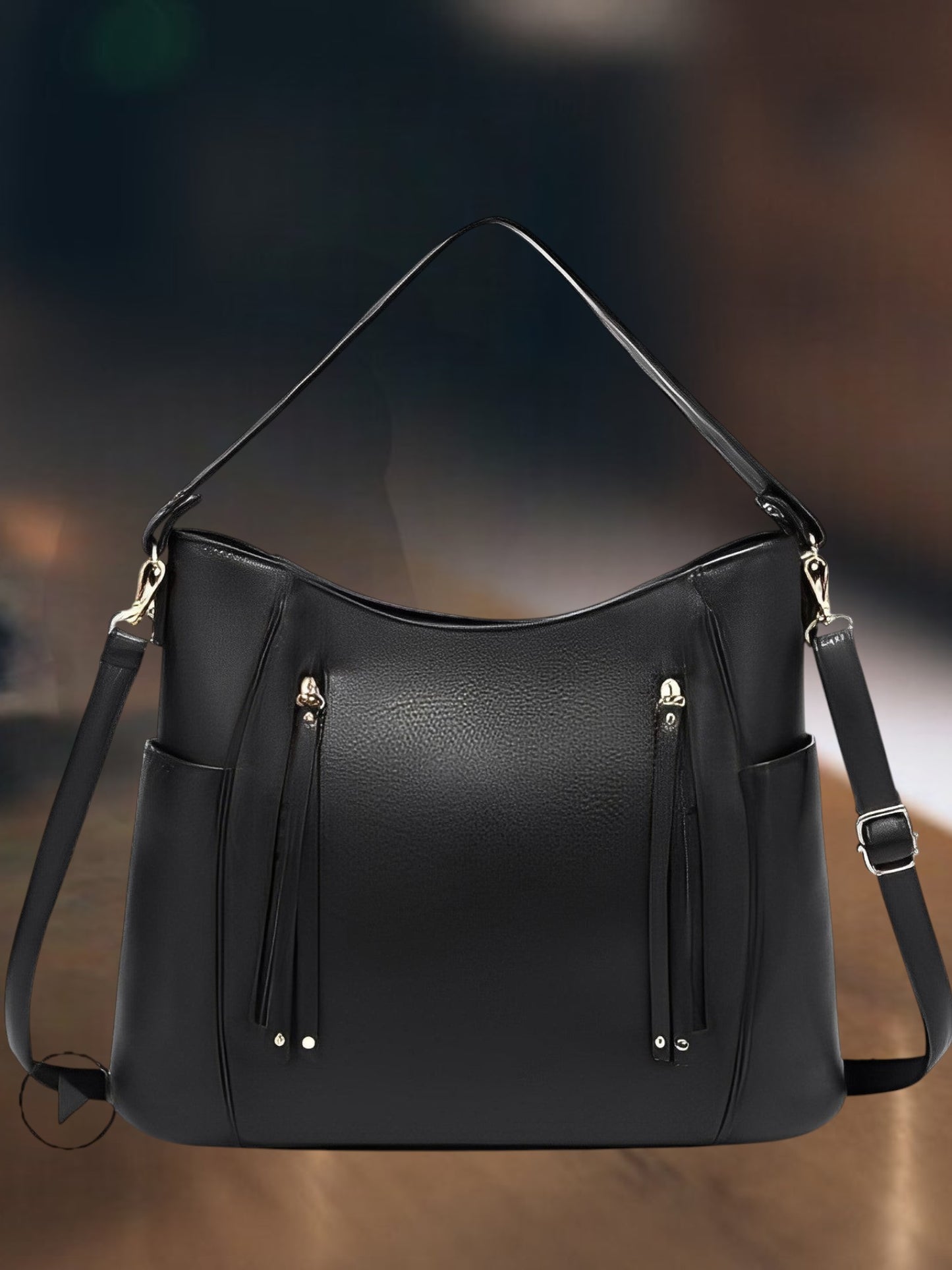 Lene | Elegante Umhängetasche Damen aus hochwertigem Leder im Vintage-Stil | Schwarz