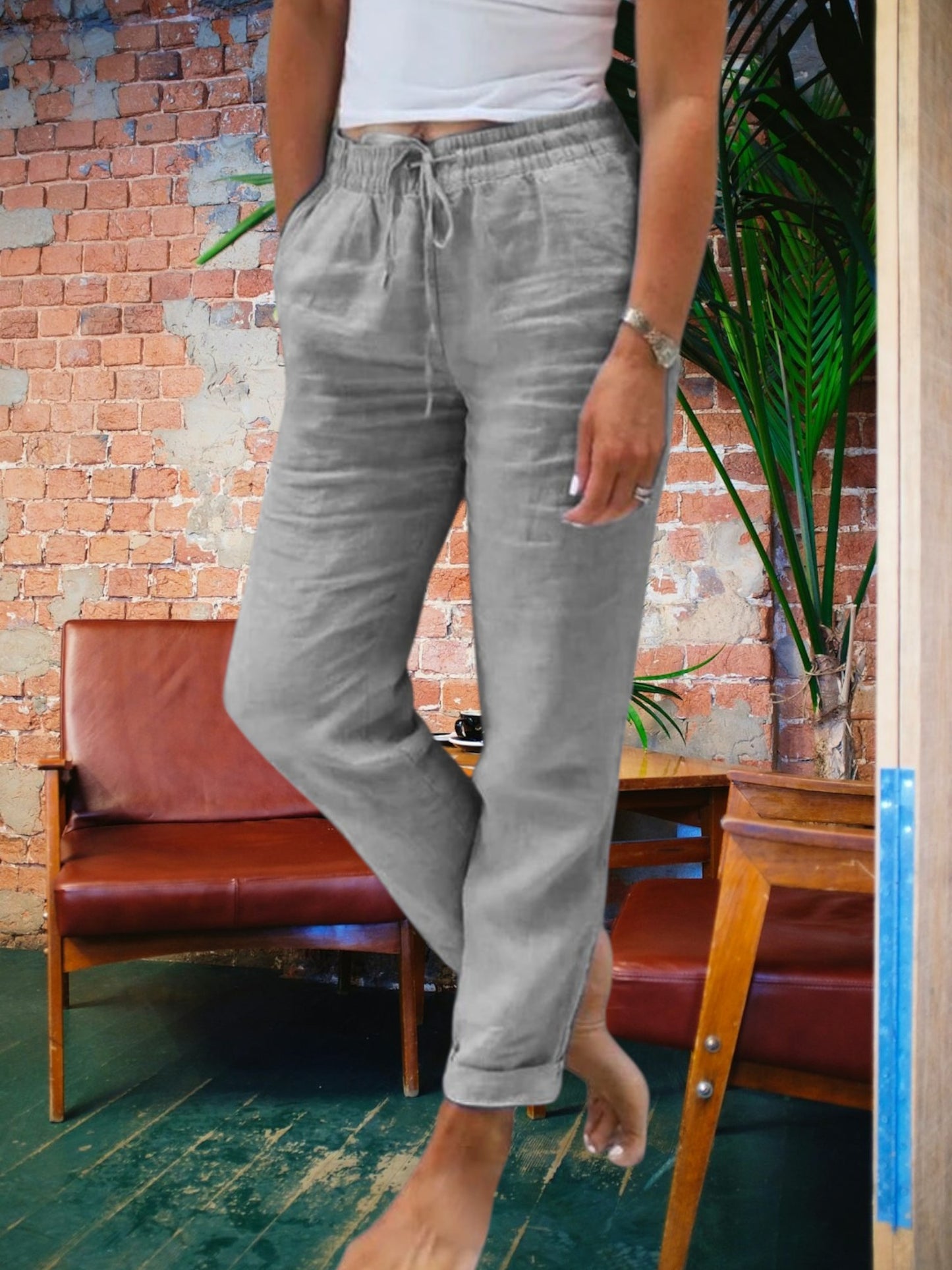 Luisa | Bequeme Stoffhose für Damen mit elastischem Bund und zeitlosem Design | Grau