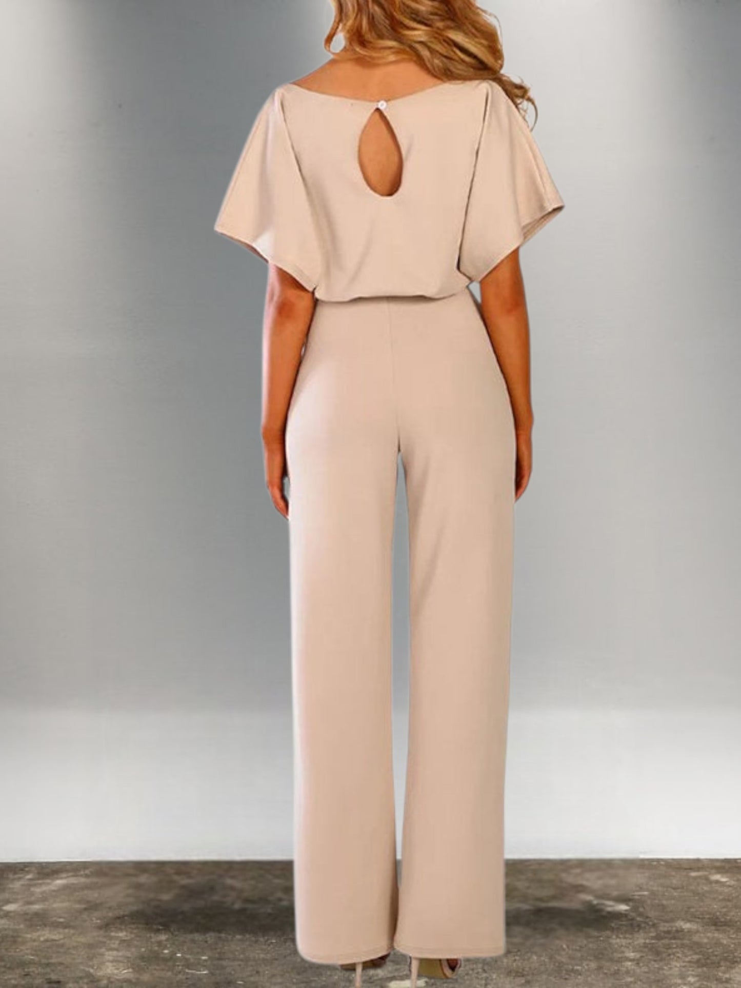 Mia | Figurbetonter Demi-Jumpsuit aus weichem Polyester für Frühling und Herbst | Beige 2