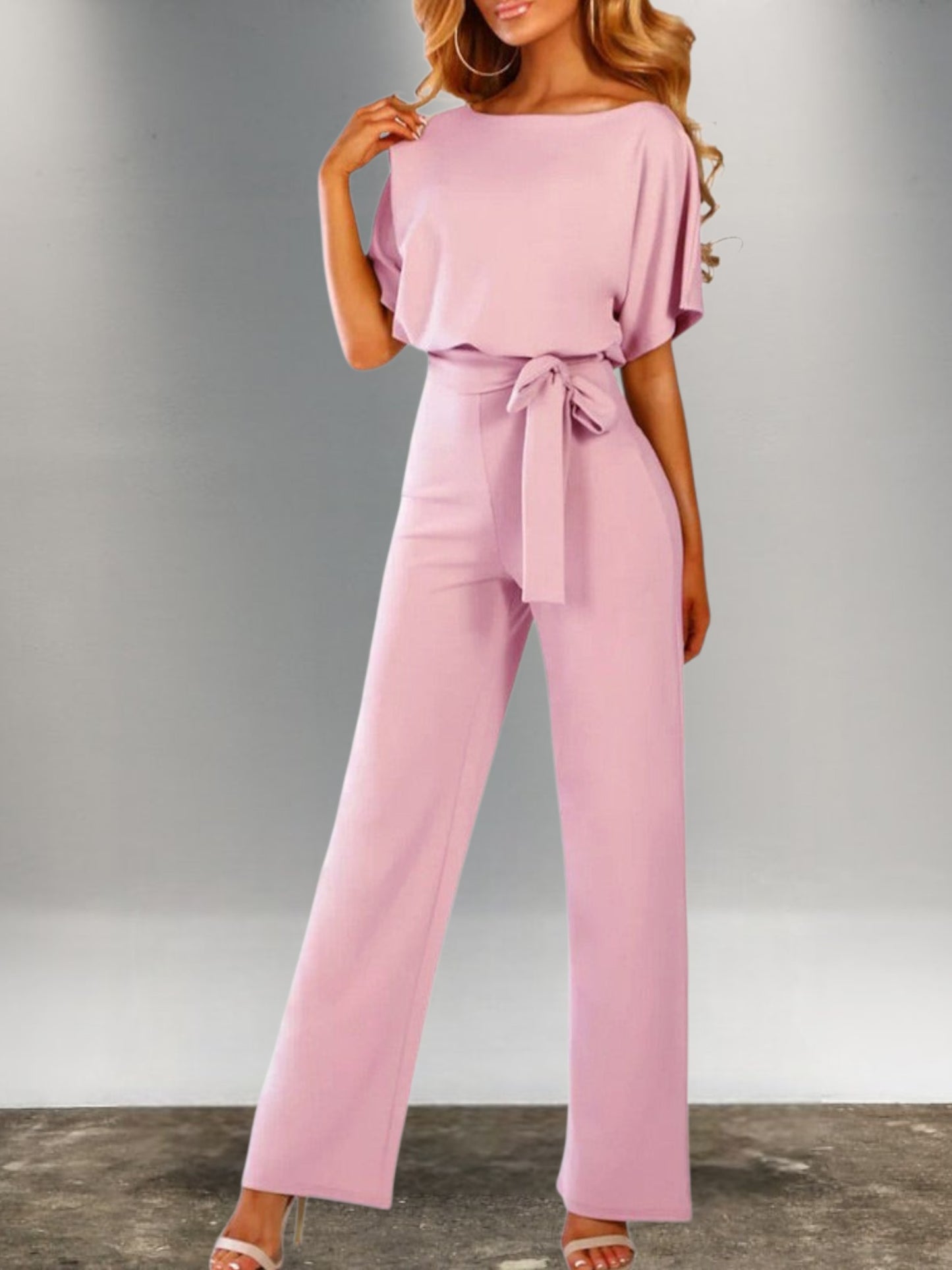 Mia | Figurbetonter Demi-Jumpsuit aus weichem Polyester für Frühling und Herbst | Rosa