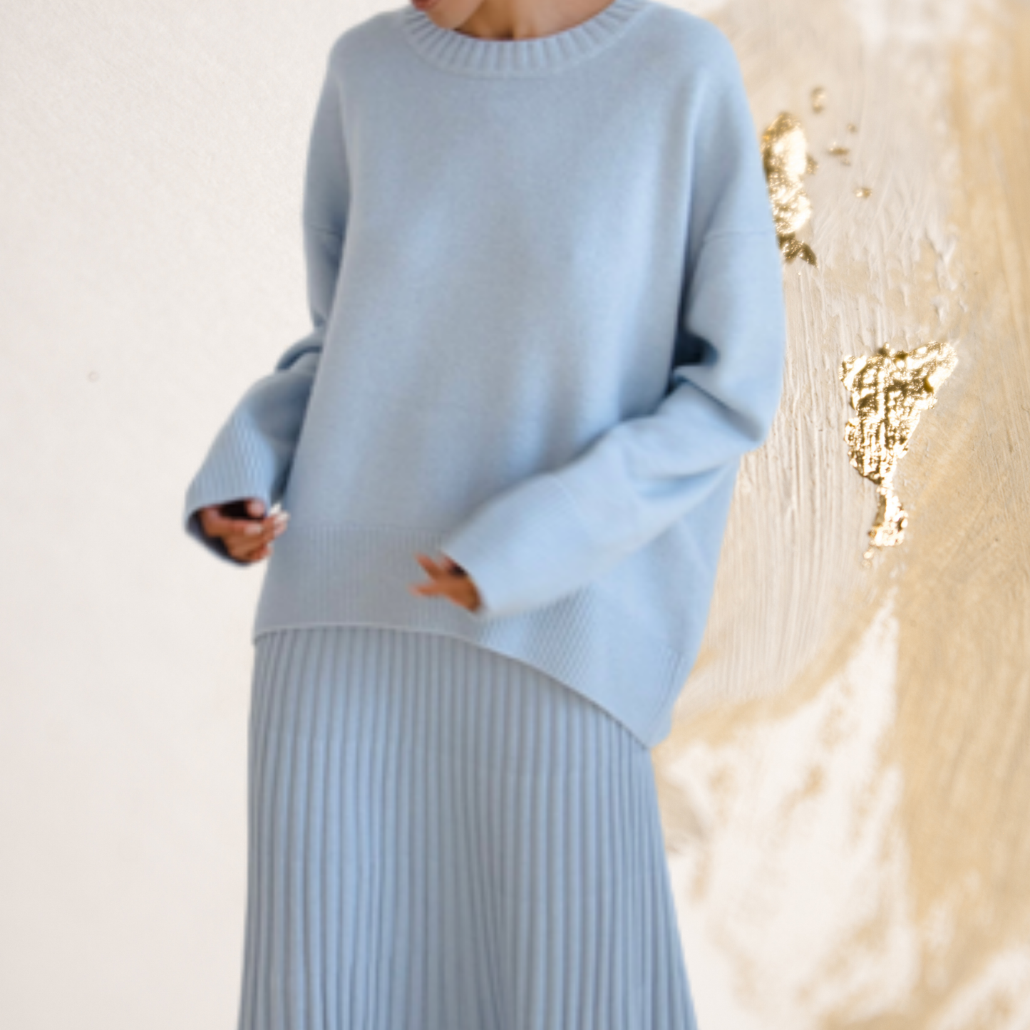 Minimalistische Rundhals Strickjacke Damen – Hochwertiger, Weicher Stoff in Vielseitigen Farben | Hellblau