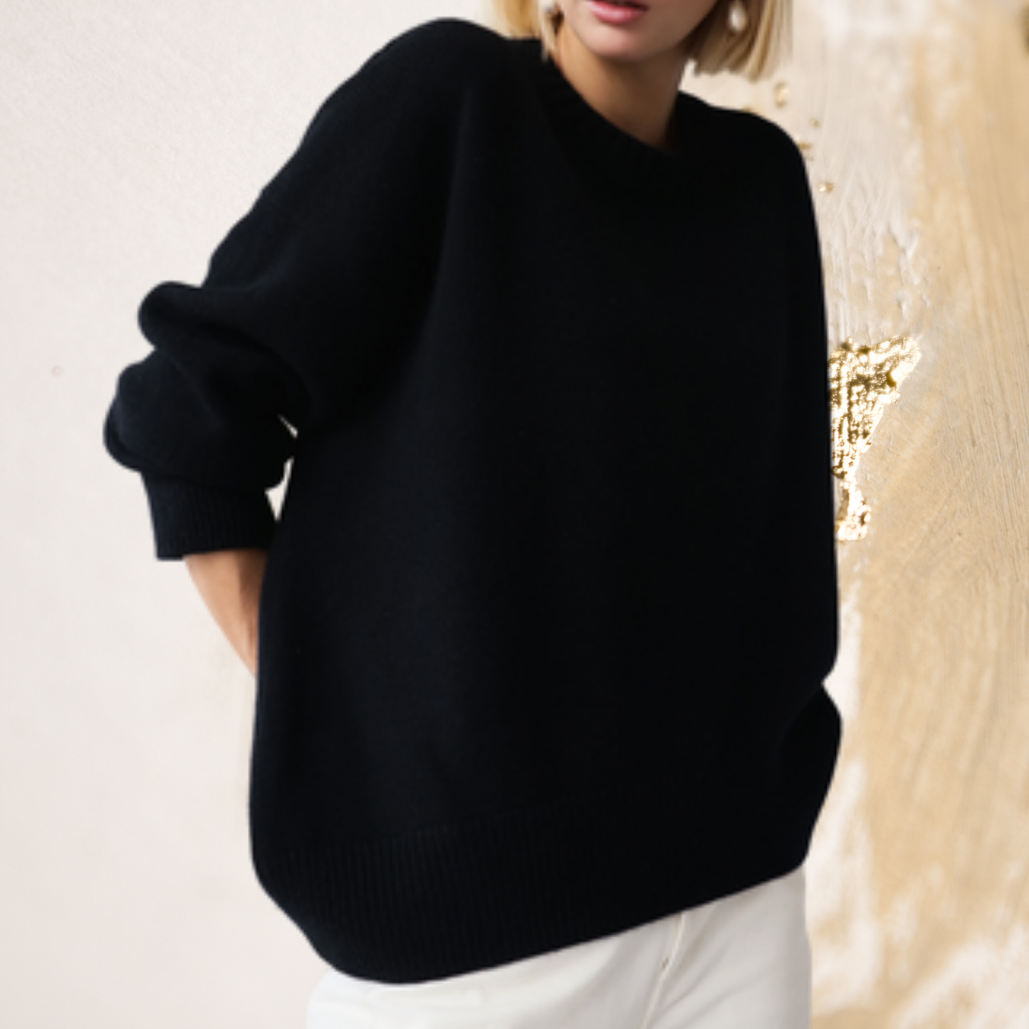 Minimalistische Rundhals Strickjacke Damen – Hochwertiger, Weicher Stoff in Vielseitigen Farben | Schwarz