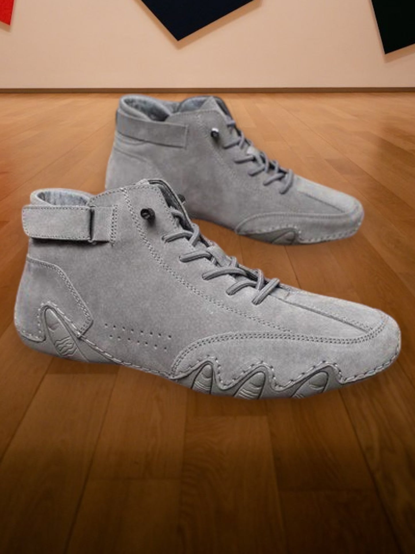 Montico | Stilvolle Wildlederstiefel mit Klettverschluss für Herren | Grau
