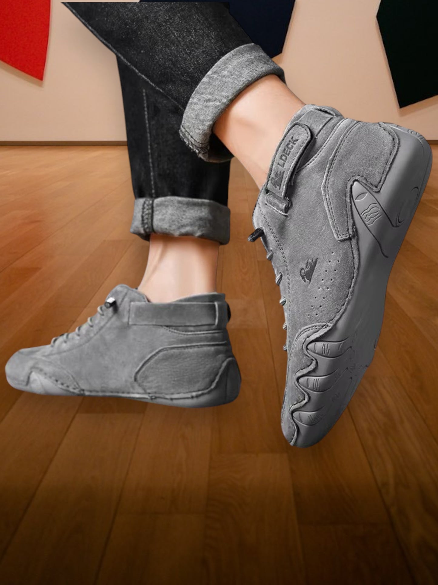 Montico | Stilvolle Wildlederstiefel mit Klettverschluss für Herren | Grau 2