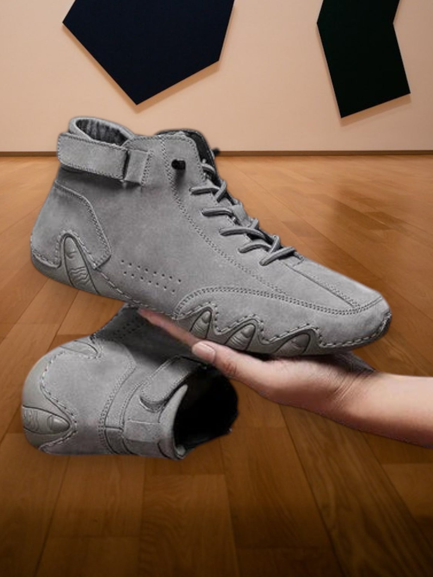 Montico | Stilvolle Wildlederstiefel mit Klettverschluss für Herren | Grau 5