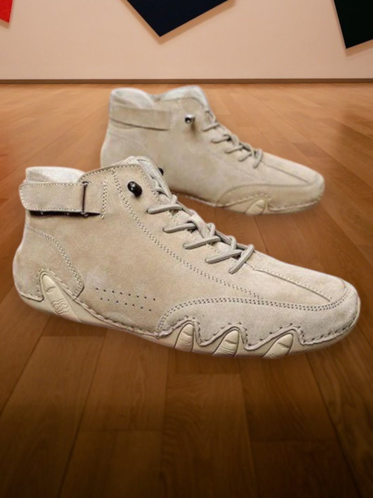 Montico | Stilvolle Wildlederstiefel mit Klettverschluss für Herren | Khaki