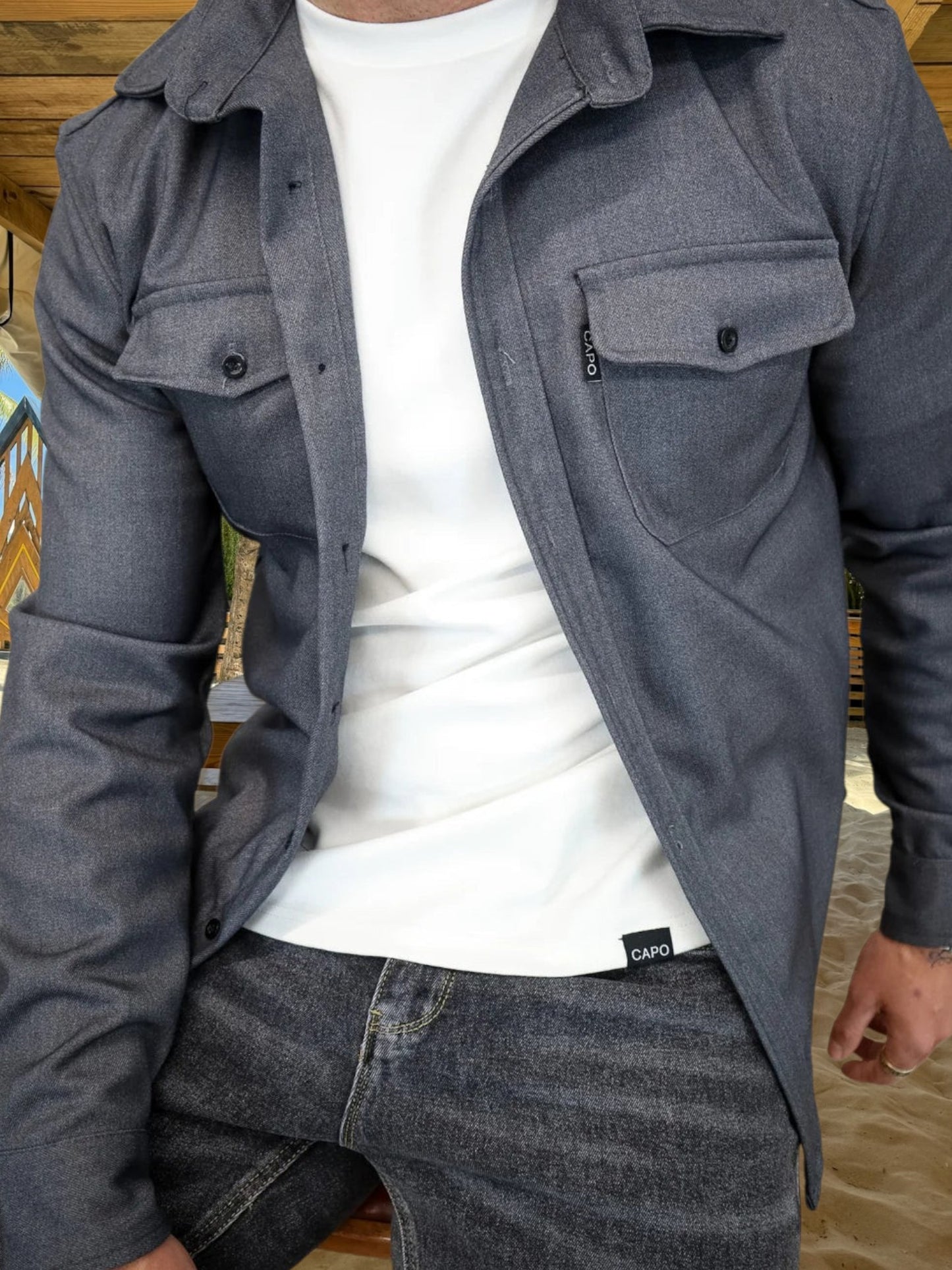 Oswin | Vielseitiges Overshirt aus robuster Baumwollmischung mit langem Arm und Knopfverschluss | DunkelGrau