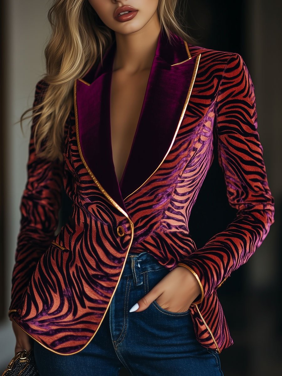 Oversize-Blazer mit Zebra-Print für Damen | Loose Fit 0