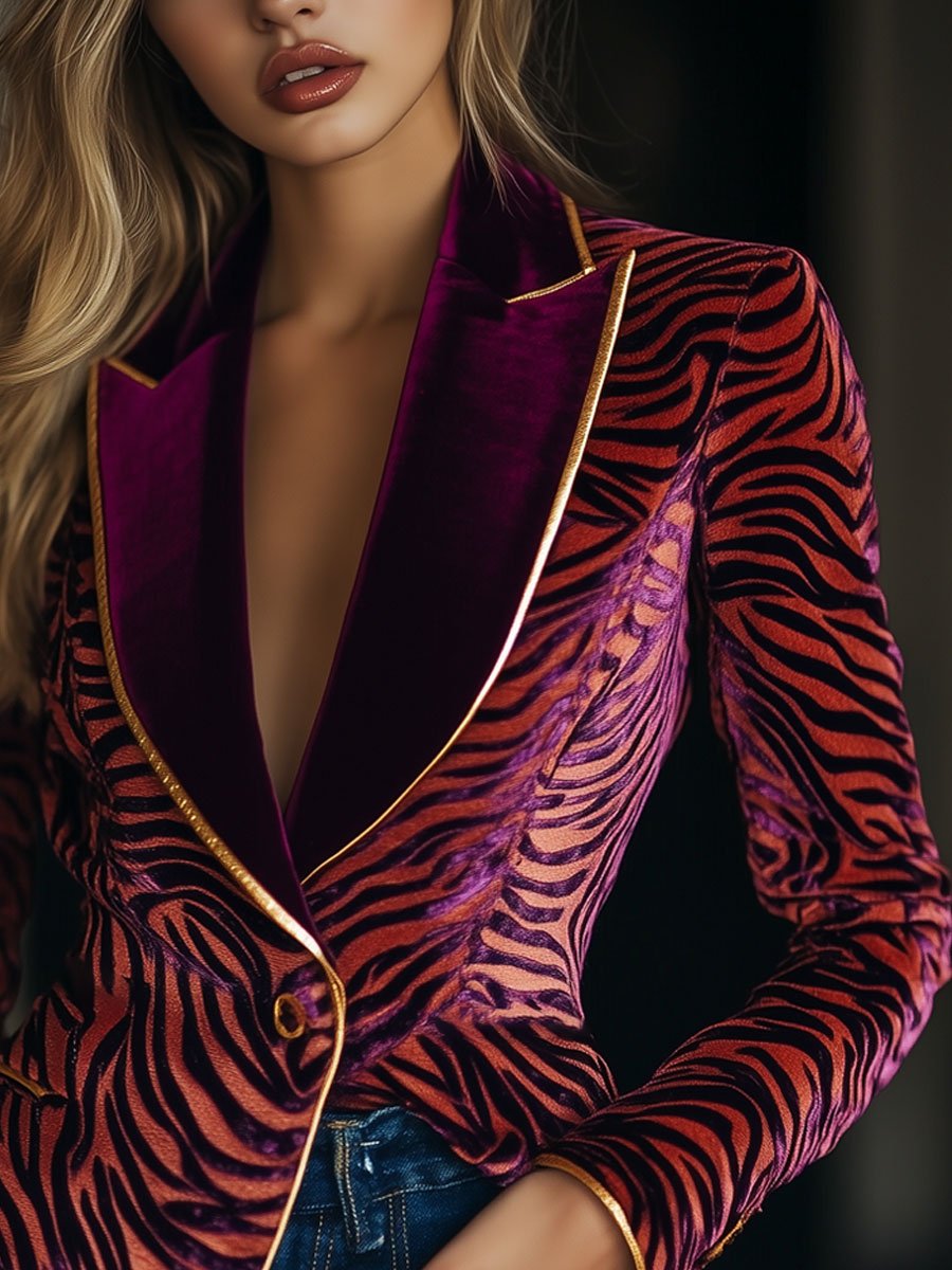 Oversize-Blazer mit Zebra-Print für Damen | Loose Fit 1