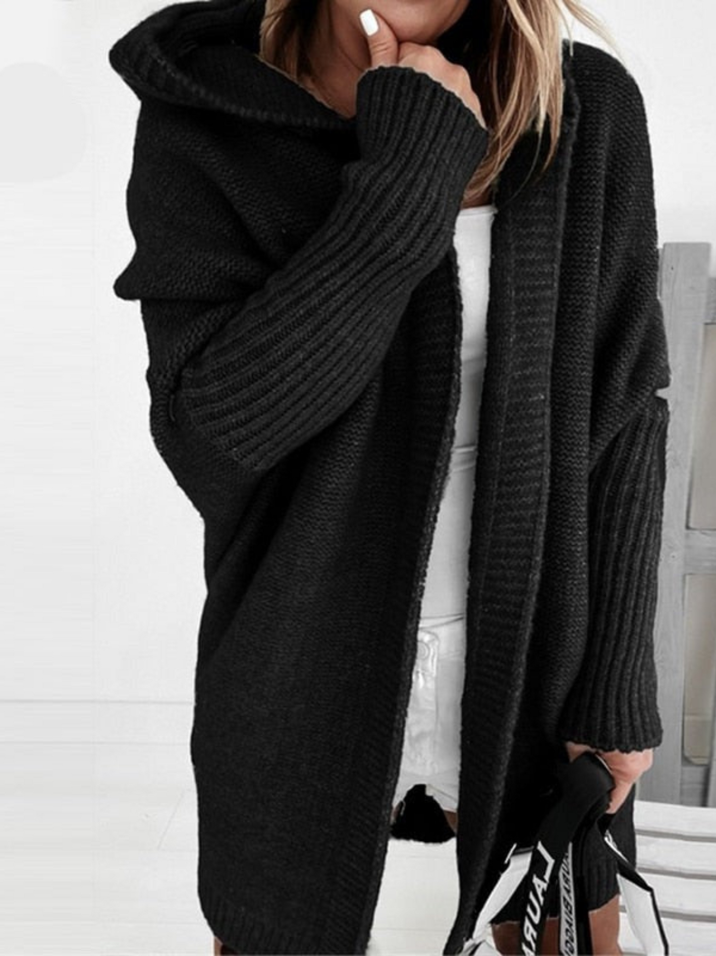 Oversize-Strickjacke mit Kapuze für Damen | Lang 2