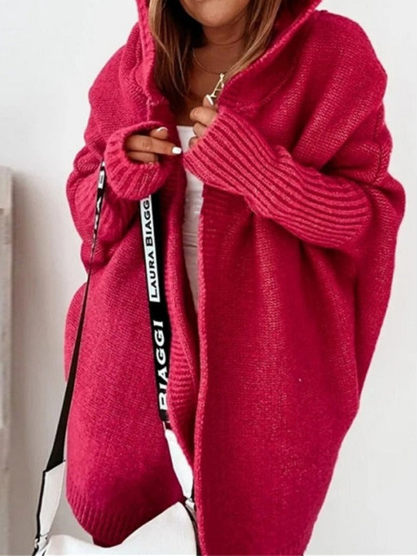 Oversize-Strickjacke mit Kapuze für Damen | Lang 8