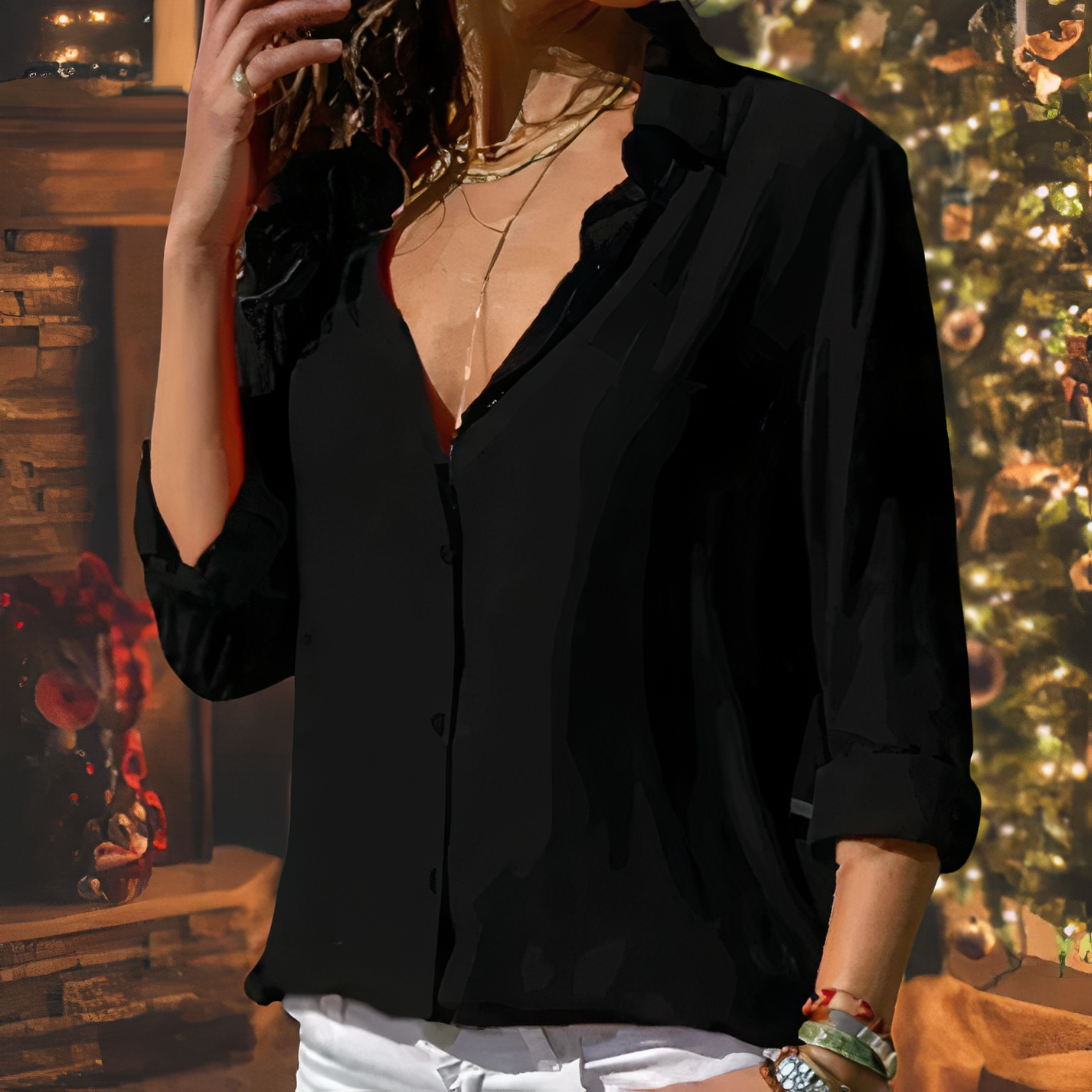 Relaxed Fit Bluse für Damen | Klassischer Kragen 3