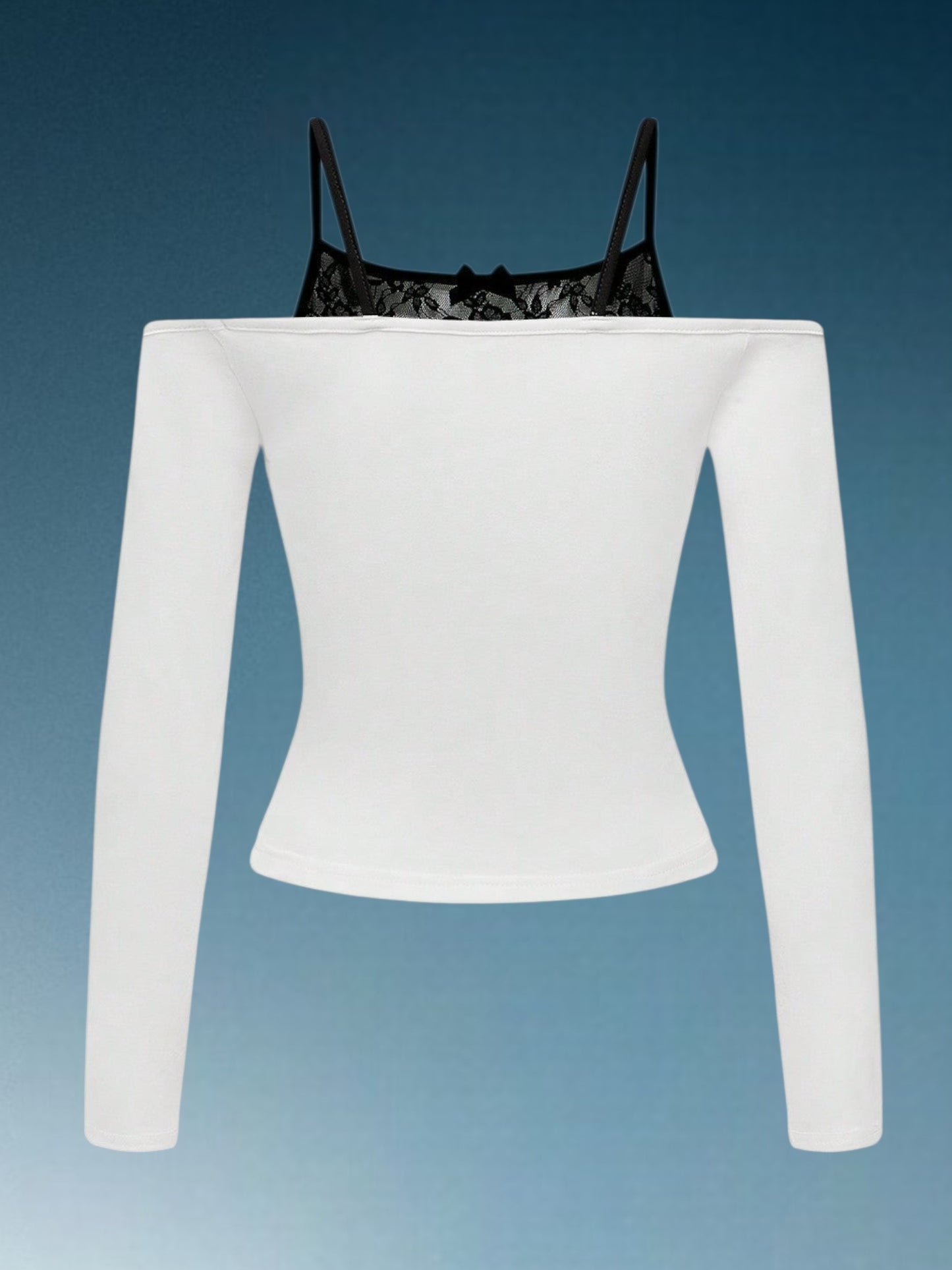 Ria | Elegantes schulterfreies Damen-Top mit Spaghetti-Trägern für festliche Anlässe | WeiB