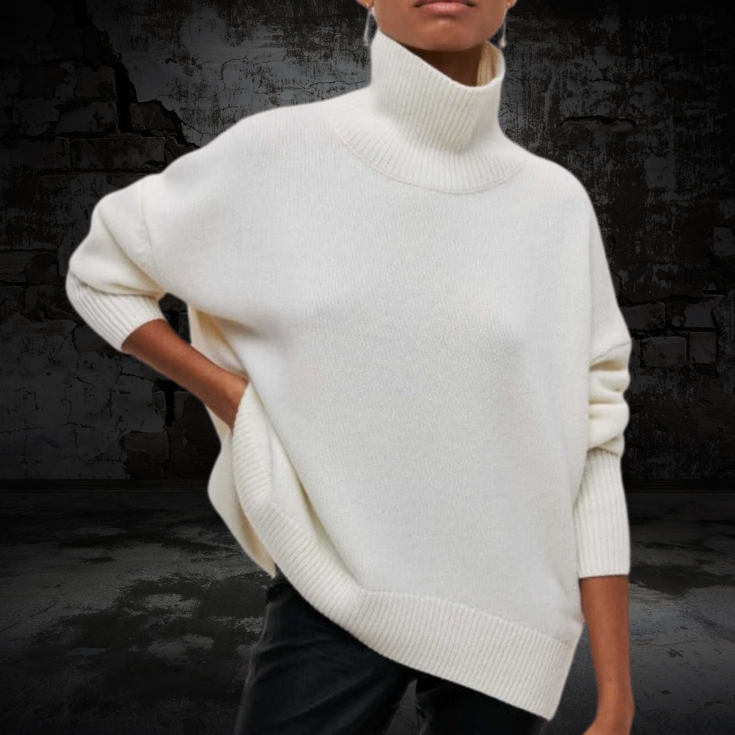 Rollkragenpullover Damen | Klassischer aus Acrylmix | Weiß