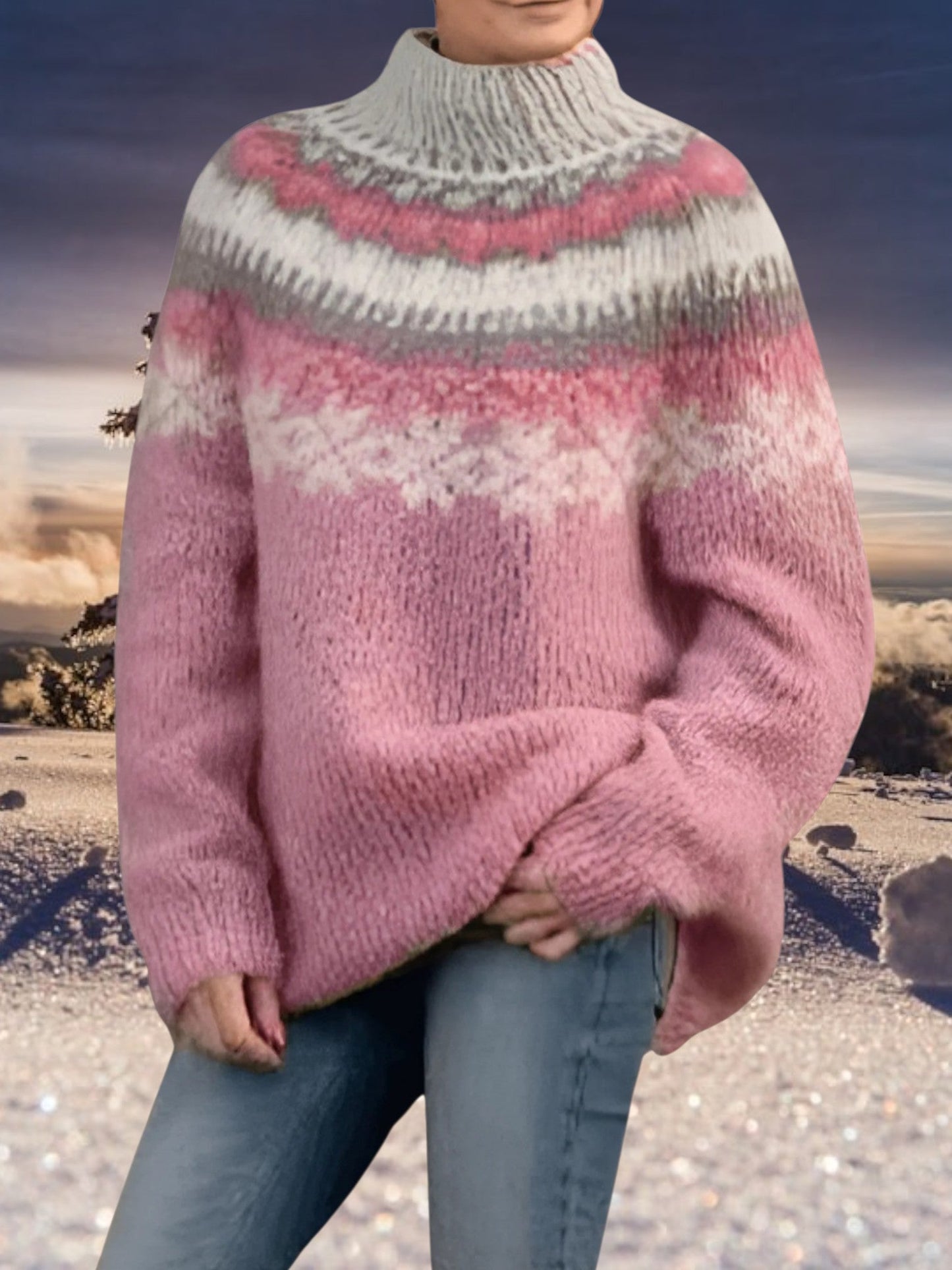 Rundhals-Strickpullover | Laternenärmel 3