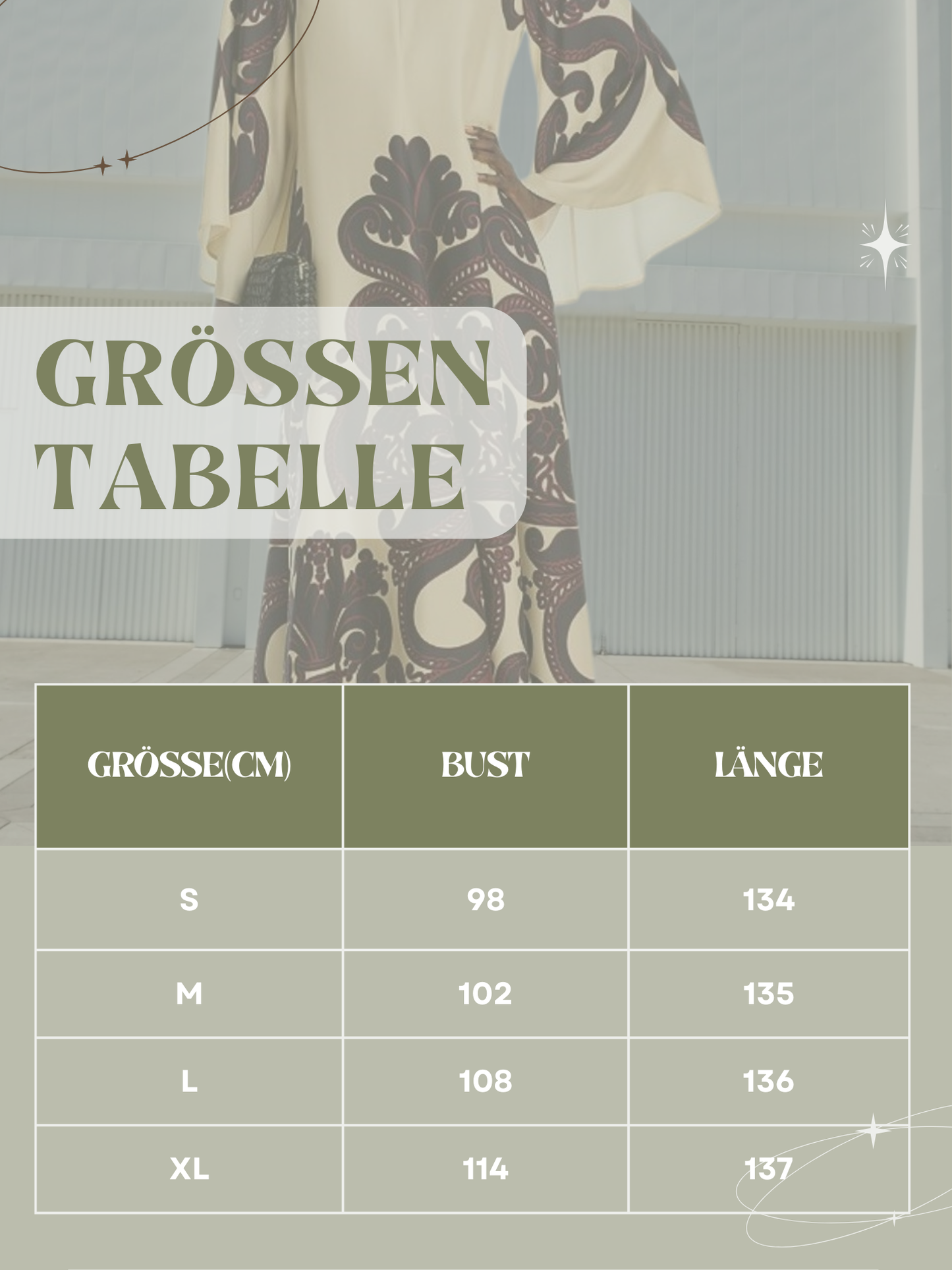 Emma | Elegantes Maxikleid Sommer mit Ethnischem Druck und langen Ärmeln aus Atmungsaktivem Stoff