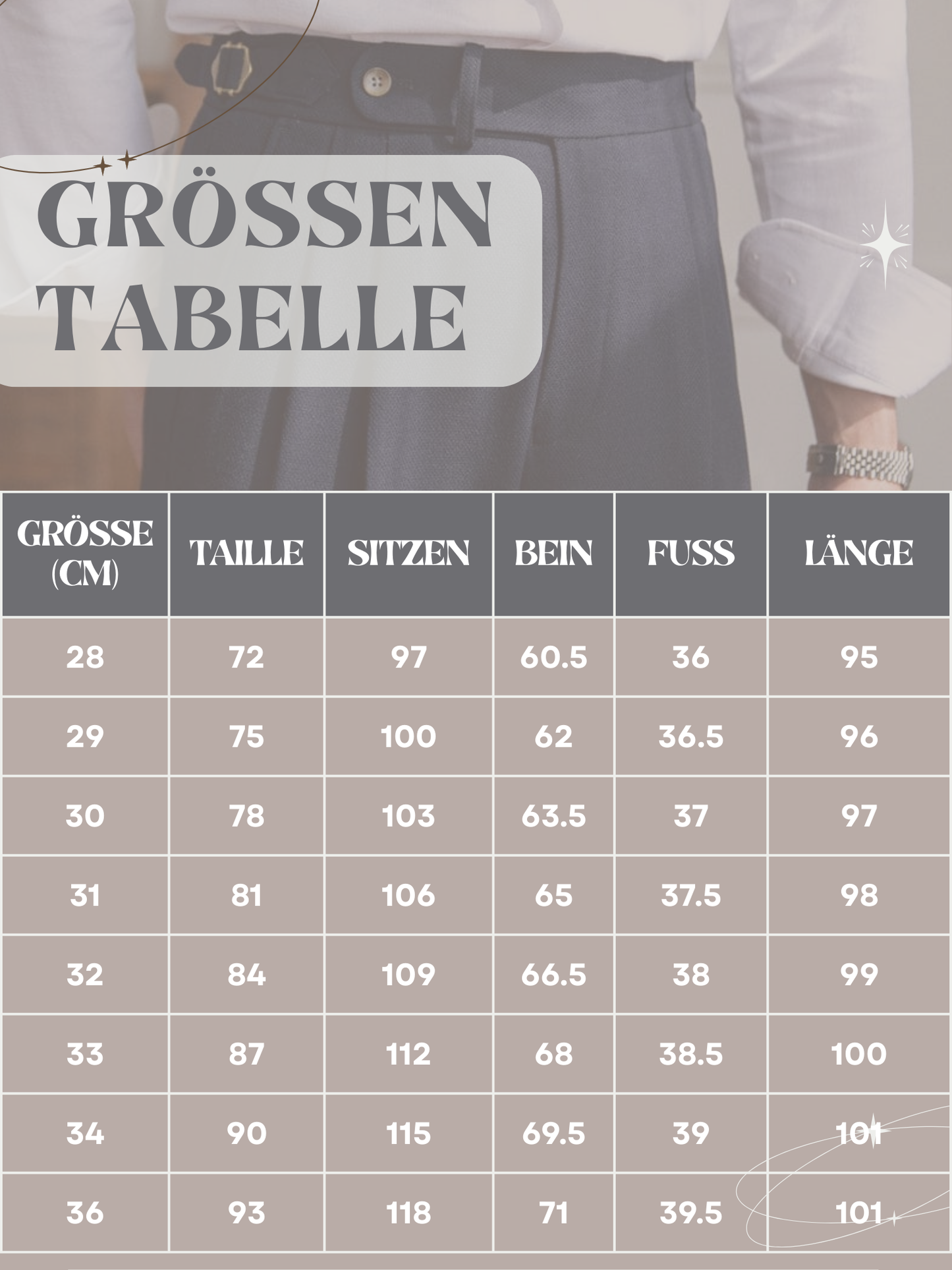 Herrenhose, tailliert, hochgeschnitten | Volle Länge