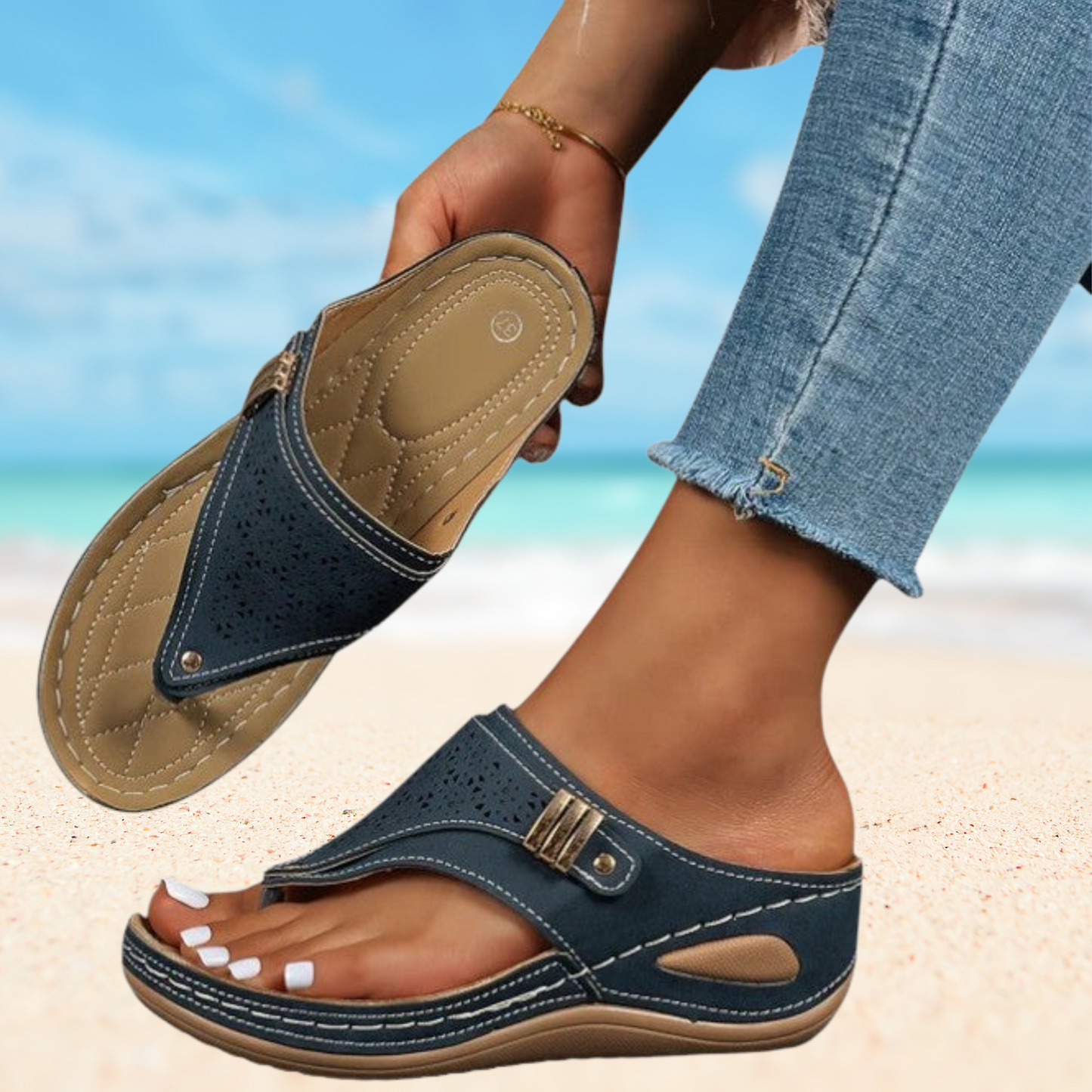 Sommerliche Sandalen aus atmungsaktivem Material mit flexibler Sohle | Blau 2