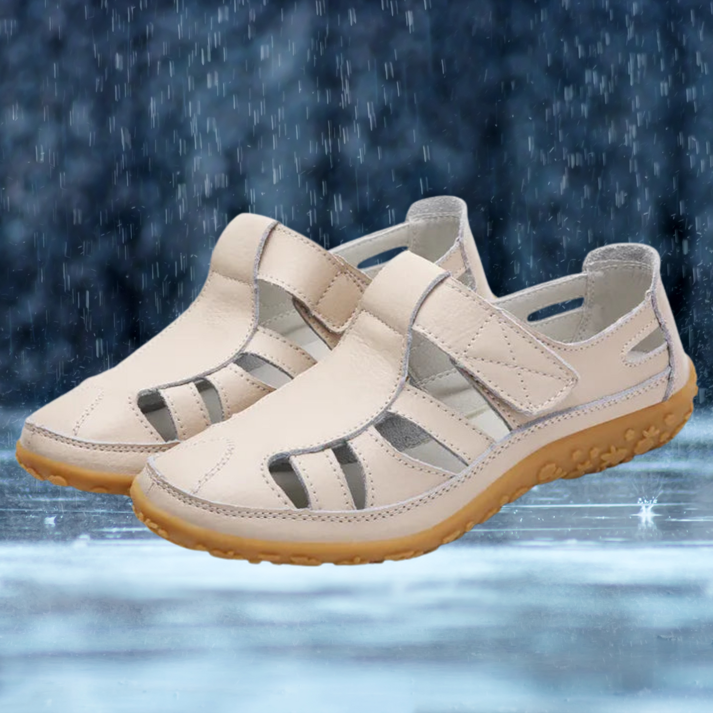 Sommersandalen mit sicherem Halt und individuell einstellbaren Riemen | Aprikose