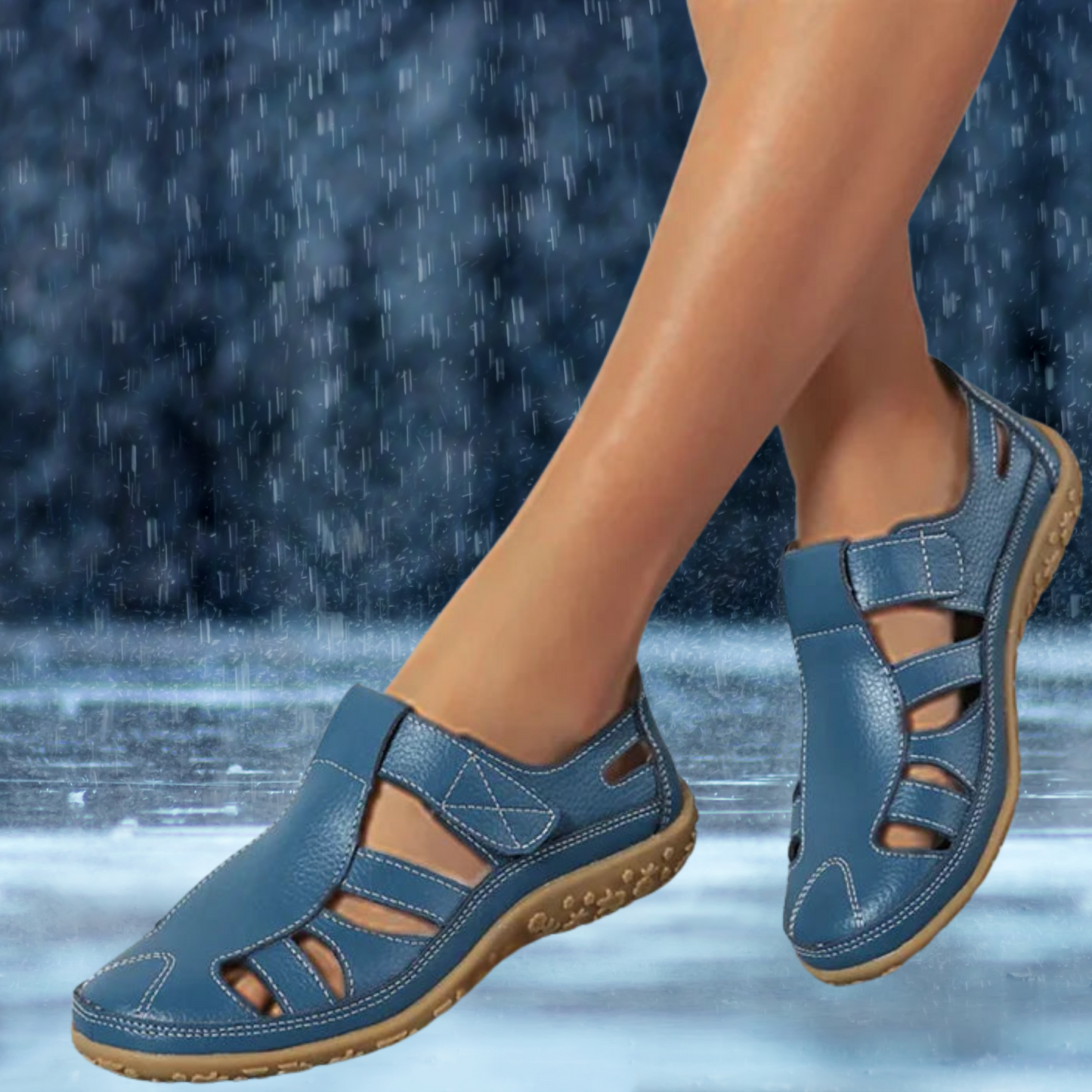Sommersandalen mit sicherem Halt und individuell einstellbaren Riemen | Blau