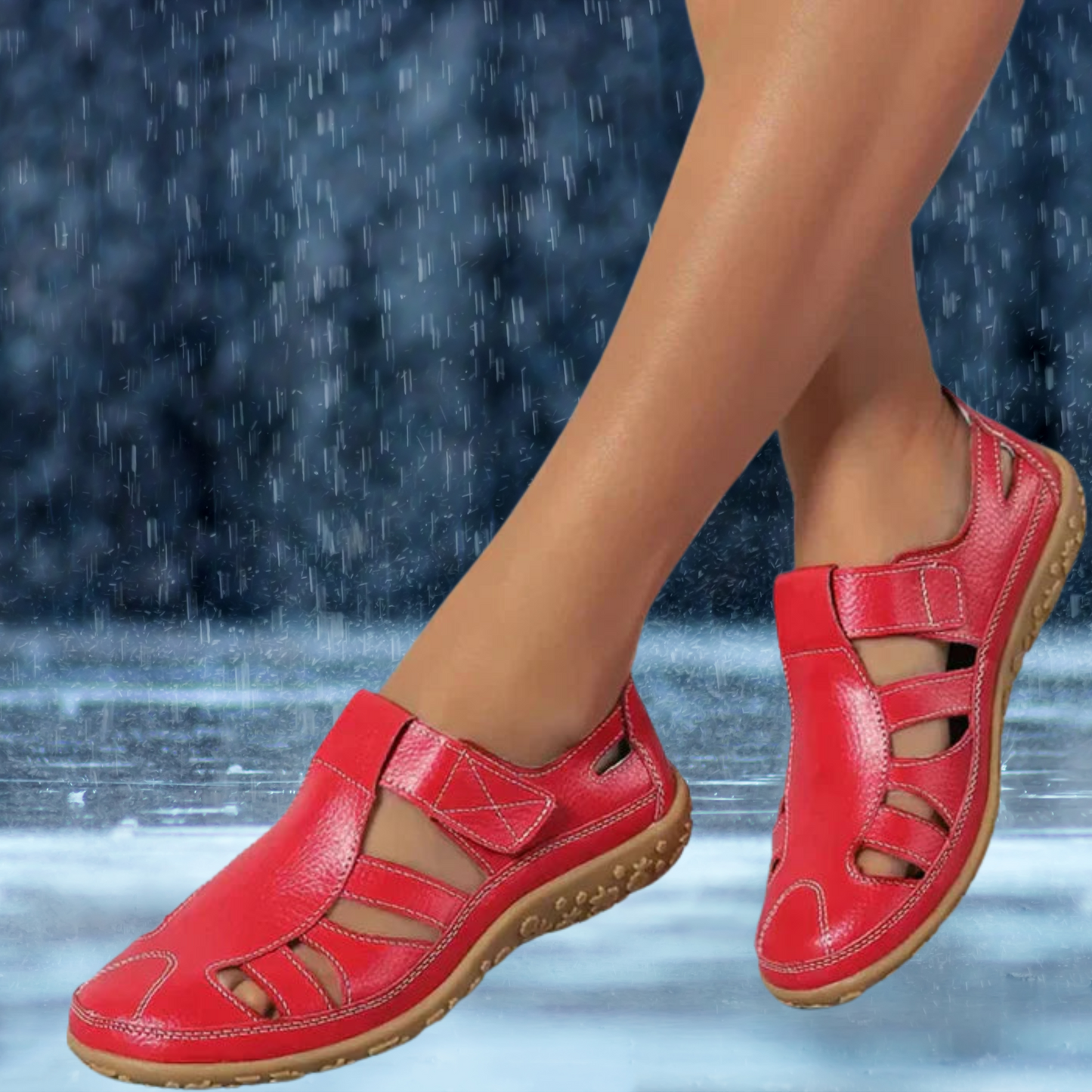 Sommersandalen mit sicherem Halt und individuell einstellbaren Riemen | Rot