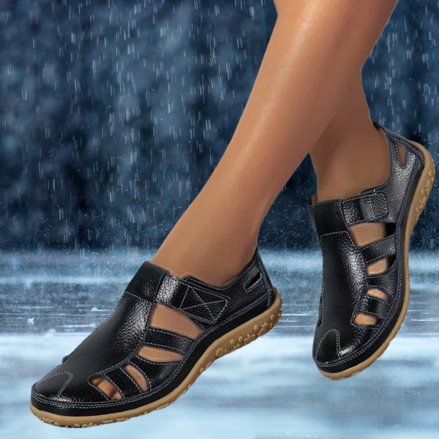 Sommersandalen mit sicherem Halt und individuell einstellbaren Riemen | Schwarz