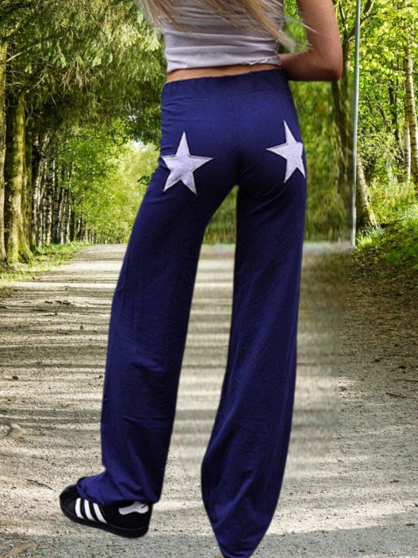 Sophie | Sportliche Damen Leggings mit Hohem Bund und Auffälligem Sternenmuster für Fitness und Freizeit | Dunkelblau