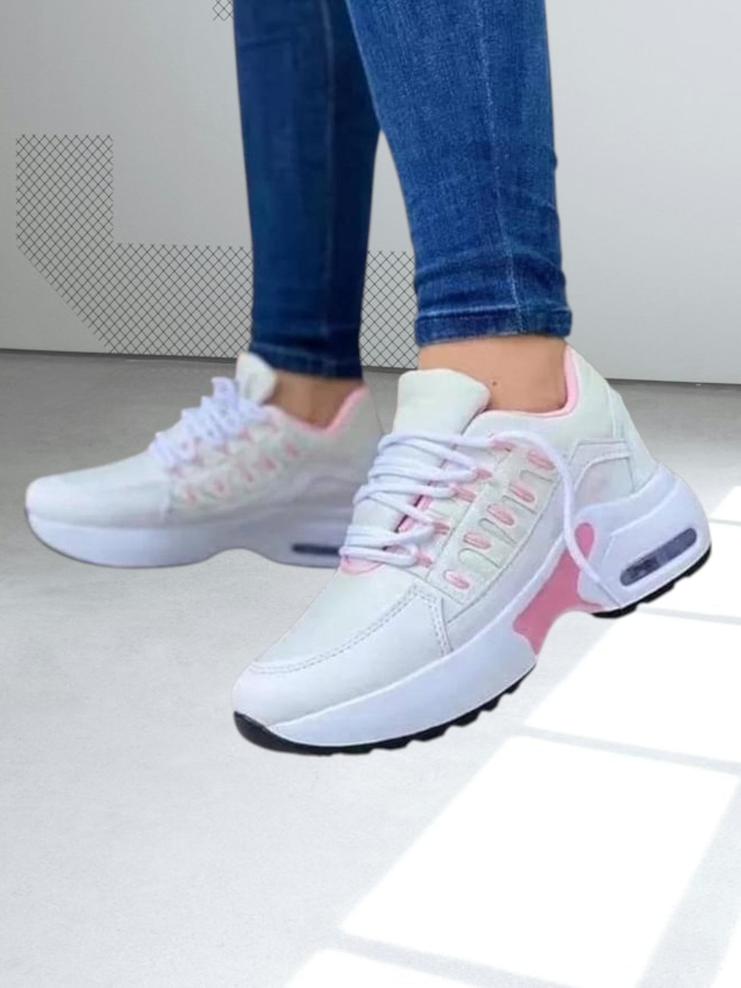 Tess | Orthopädische Komfortschuhe für Damen mit Schnürung und modernem Design | Weiß Rosa