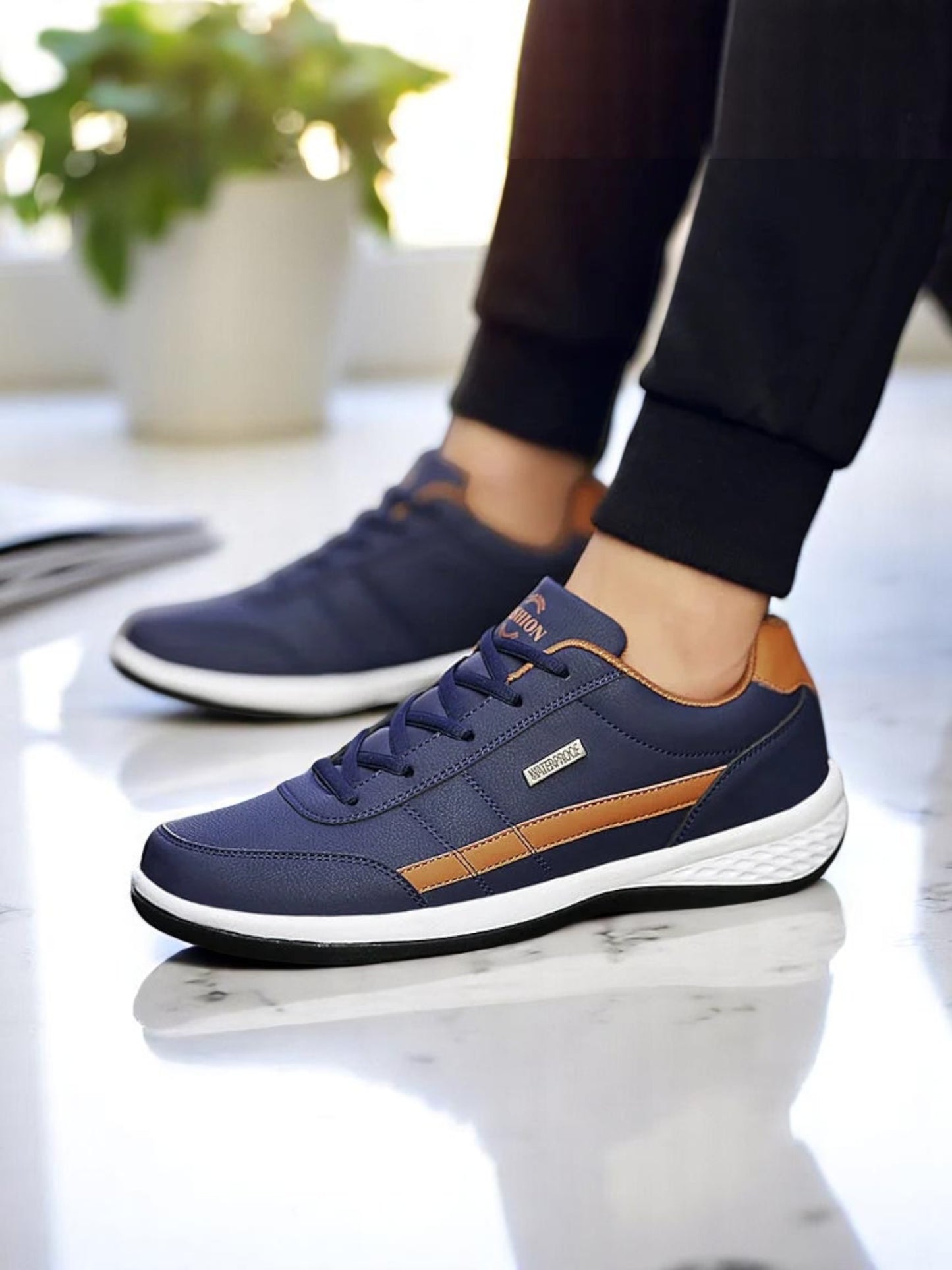 Theodore | Wasserdichte Orthopädische Turnschuhe mit Ergonomischer Unterstützung für Damen und Herren | Blau 3