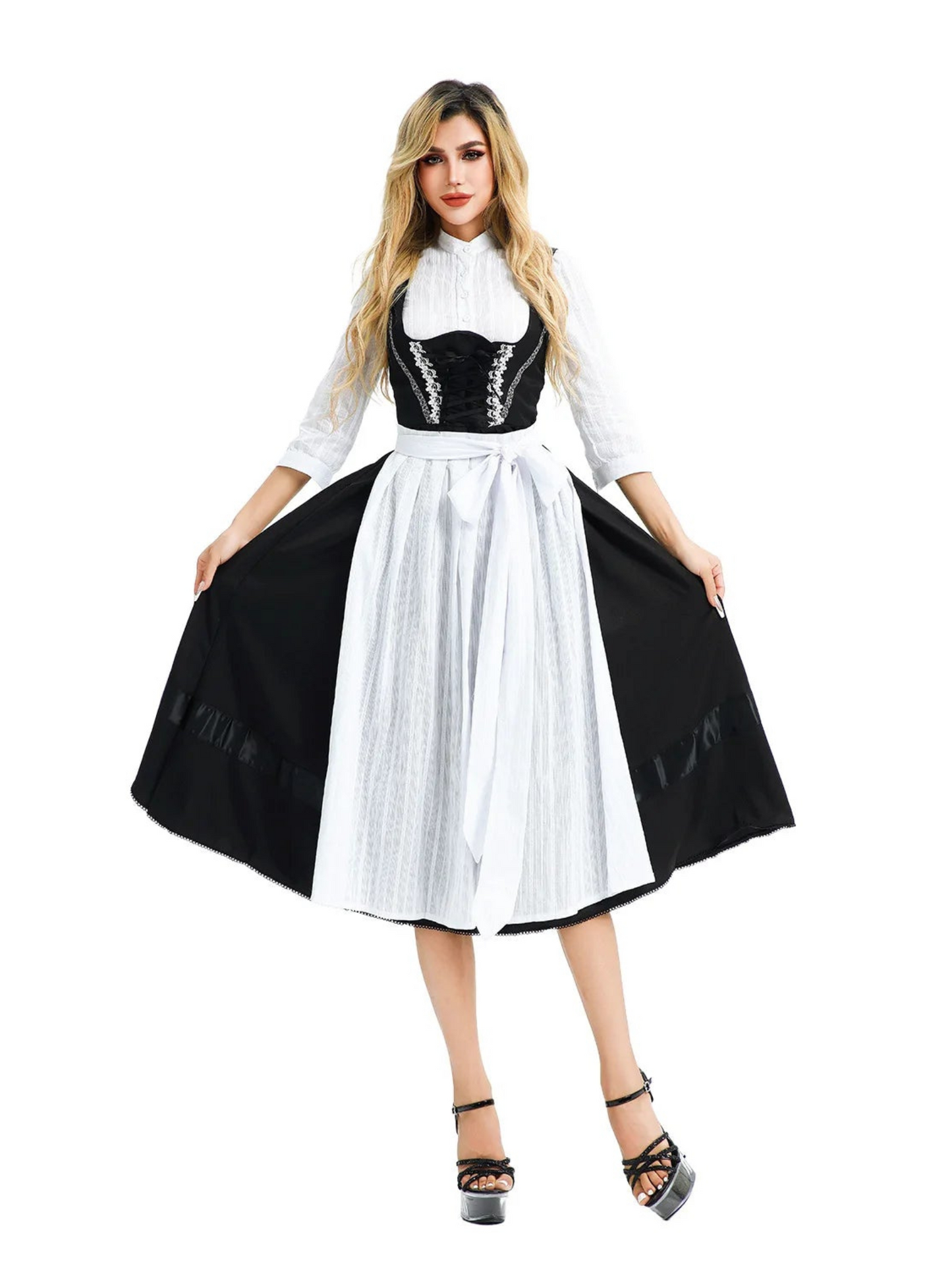 Traditionelles Dirndlkleid mit schwarzem Mieder | Oktoberfest 2