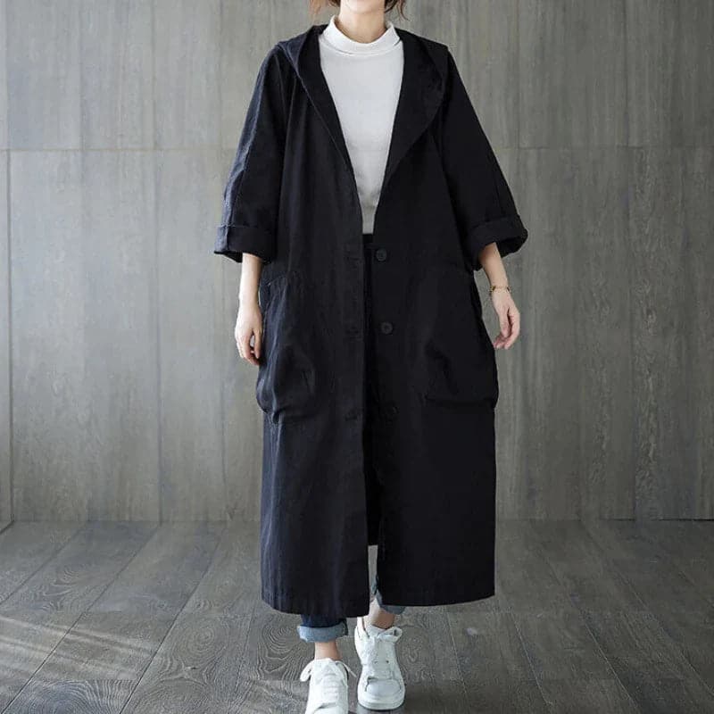 Trenchcoat für Men & Women | Oversized Wasserfest Mit Kapuze | Langer Schnitt | 1