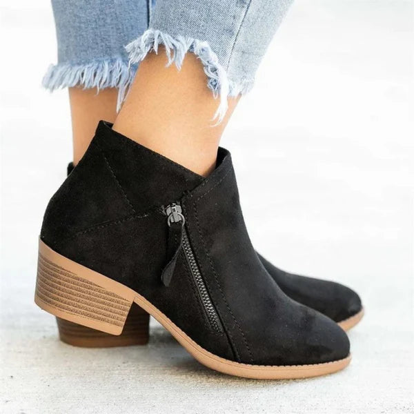 Damen Leder Stiefeletten – Modisches Design mit Leopardenmuster und High Heels