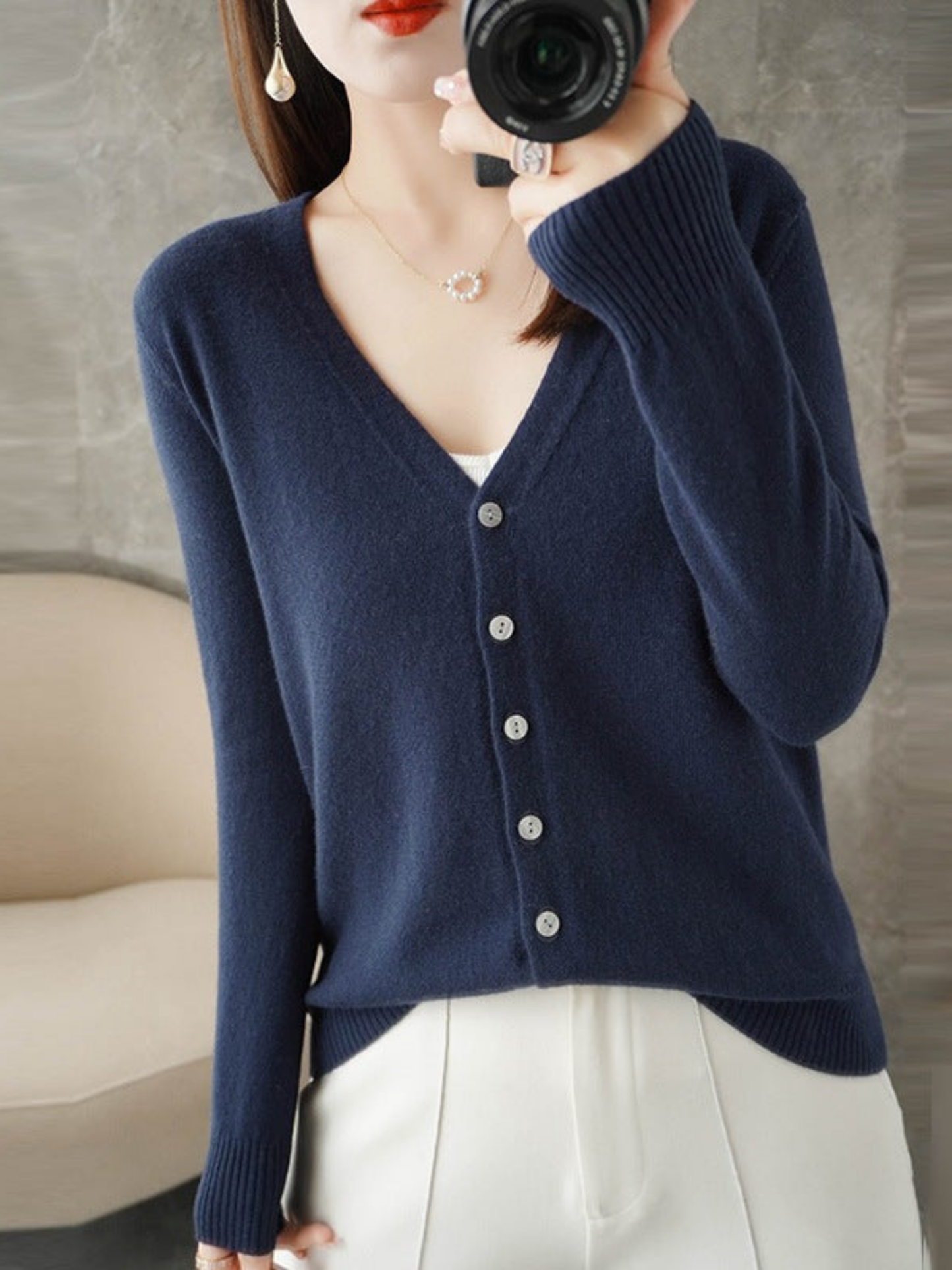 V-Ausschnitt-Cardigan für Damen | Relaxed Fit 3