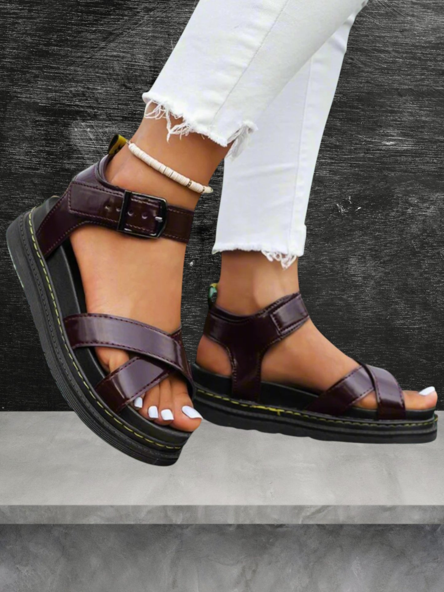 Verena | Orthopädische Sandalen Damen aus weichem Premium-Material für schmerzfreies Gehen | Weinrot