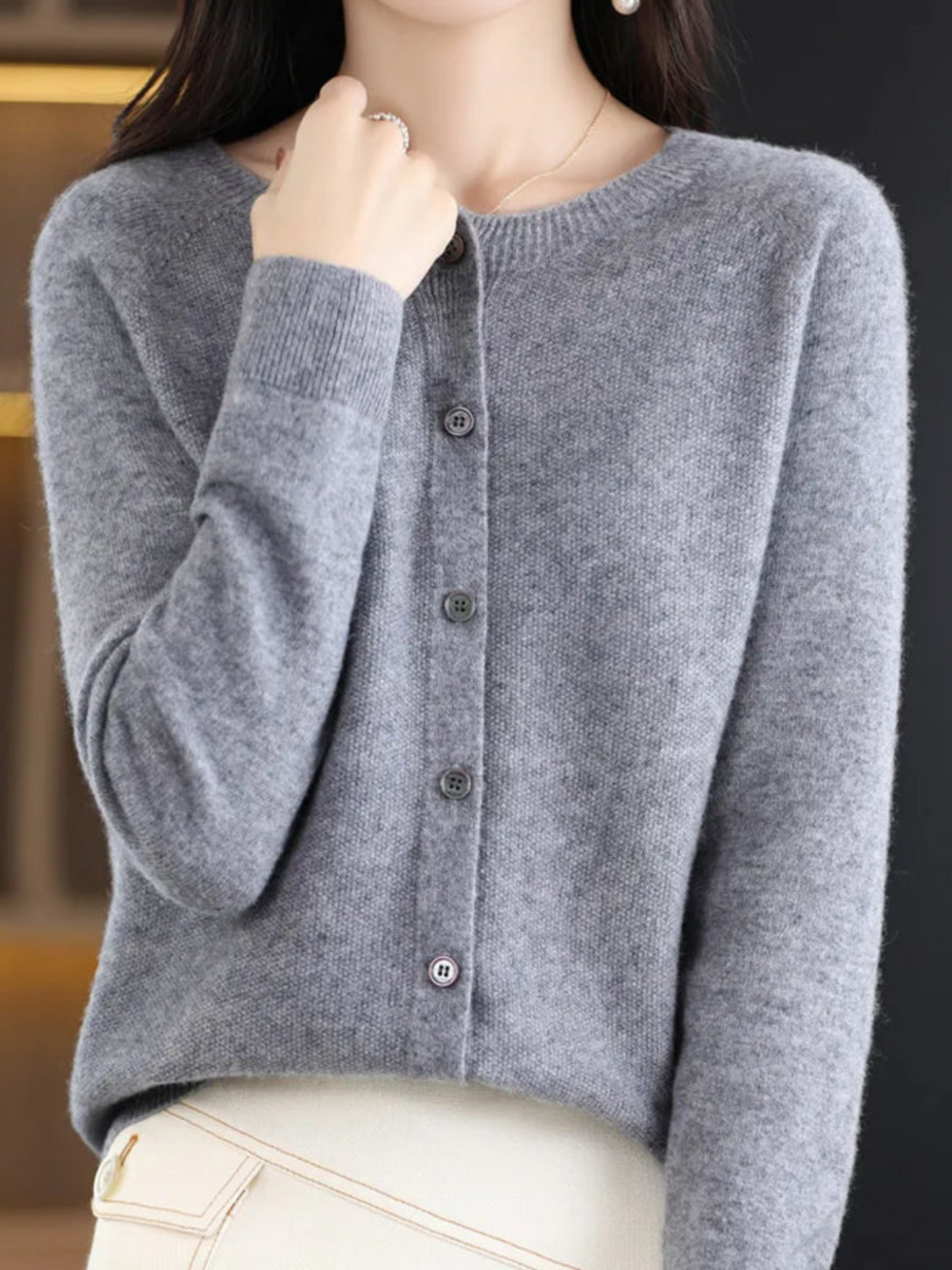 Weicher Strickcardigan für Damen | Klassischer Rundhalsausschnitt 4