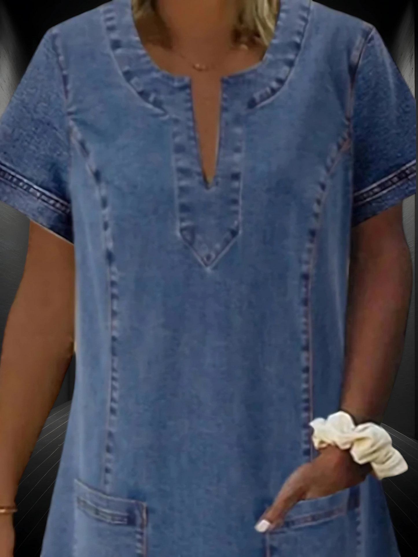 Zandra | Elegantes Jeanskleid für Damen mit schmeichelhaftem Schnitt und hohem Tragekomfort | Blau 2