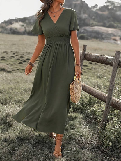 Dames Korte Mouw Jurk - Stijlvol, Comfortabel & Ademend voor Lente & Zomer