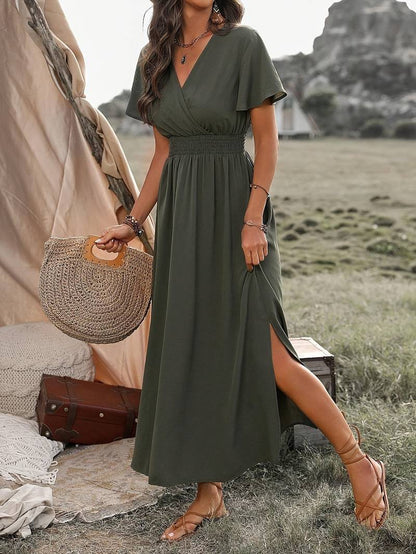 Dames Korte Mouw Jurk - Stijlvol, Comfortabel & Ademend voor Lente & Zomer