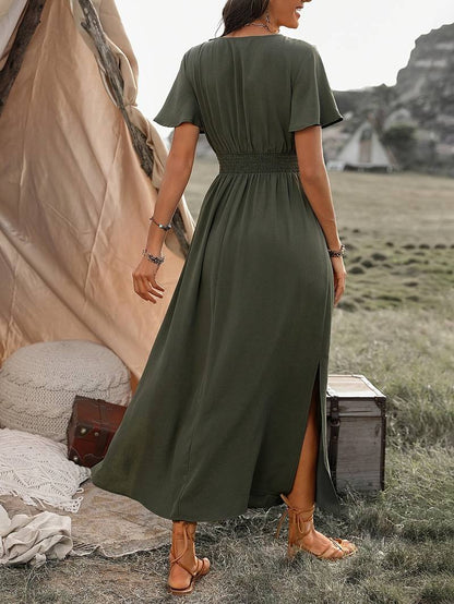 Dames Korte Mouw Jurk - Stijlvol, Comfortabel & Ademend voor Lente & Zomer