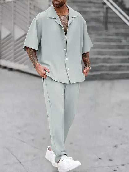 Herren Hemd und Hose Zweiteiliges Set – Lässiges und Bequemes Outfit für den Alltag