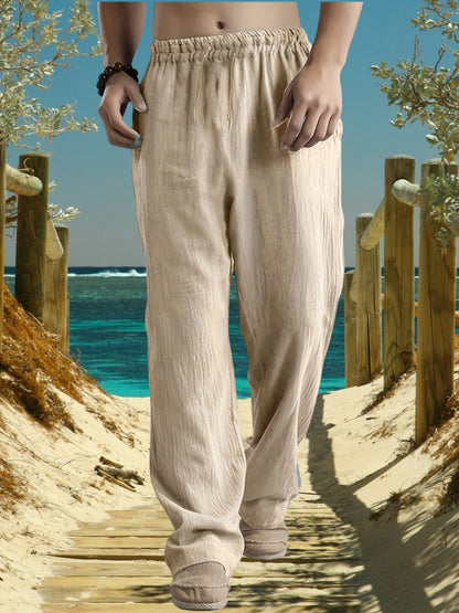 Adrian | Atmungsaktive Leinenhosen Herren mit elastischem Bund für lässige Anlässe | Beige 3