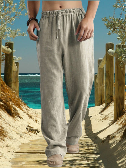 Adrian | Atmungsaktive Leinenhosen Herren mit elastischem Bund für lässige Anlässe | Khaki