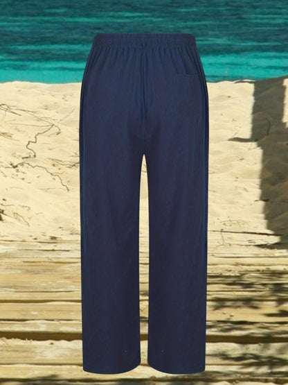 Adrian | Atmungsaktive Leinenhosen Herren mit elastischem Bund für lässige Anlässe | Marineblau 2