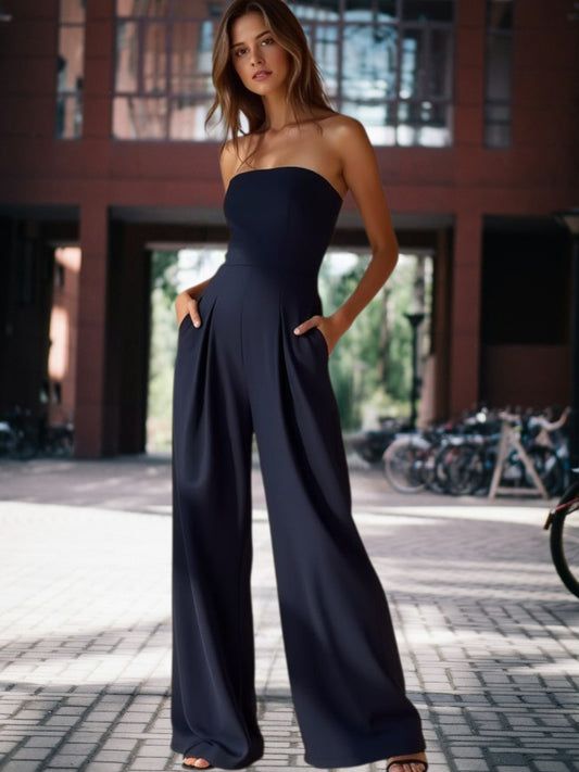 Amélie | Elegante ärmellose Kombination aus hochwertigem Polyester mit figurbetonter Passform | DunkelBlau