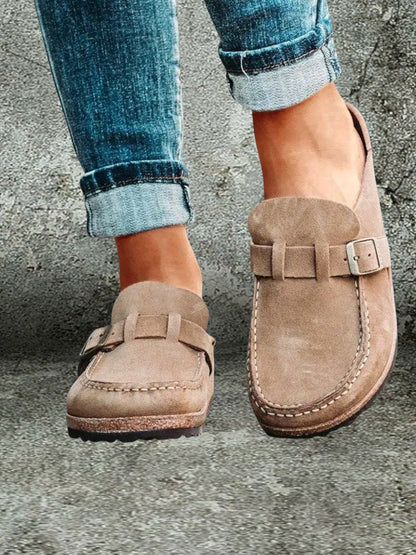 Anna | Orthopädische Damenmokassins mit Zierschnalle und flexibler Sohle | Beige