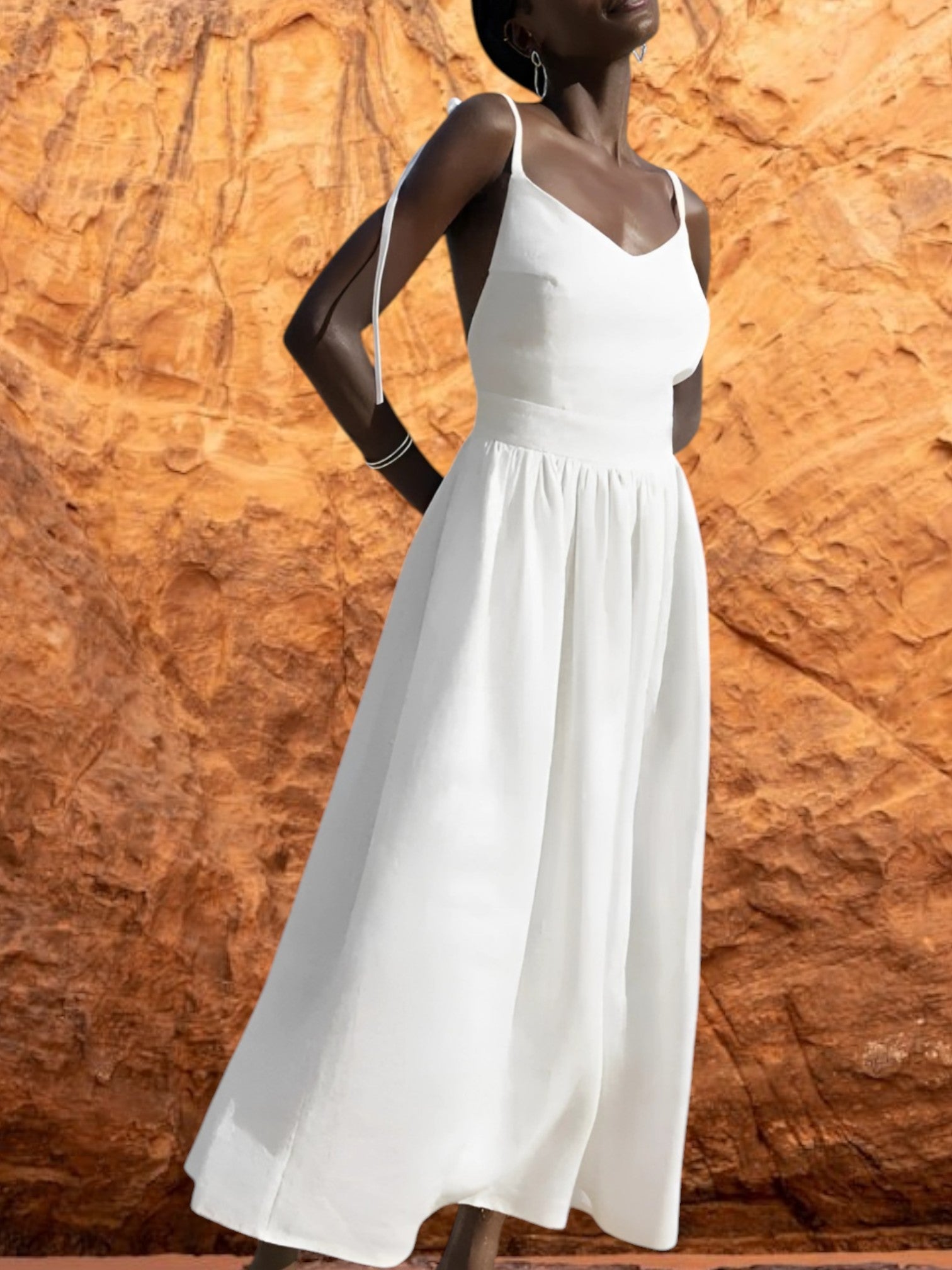 Ärmelloses Vintage-Strandkleid für Damen aus atmungsaktiver Baumwolle 0