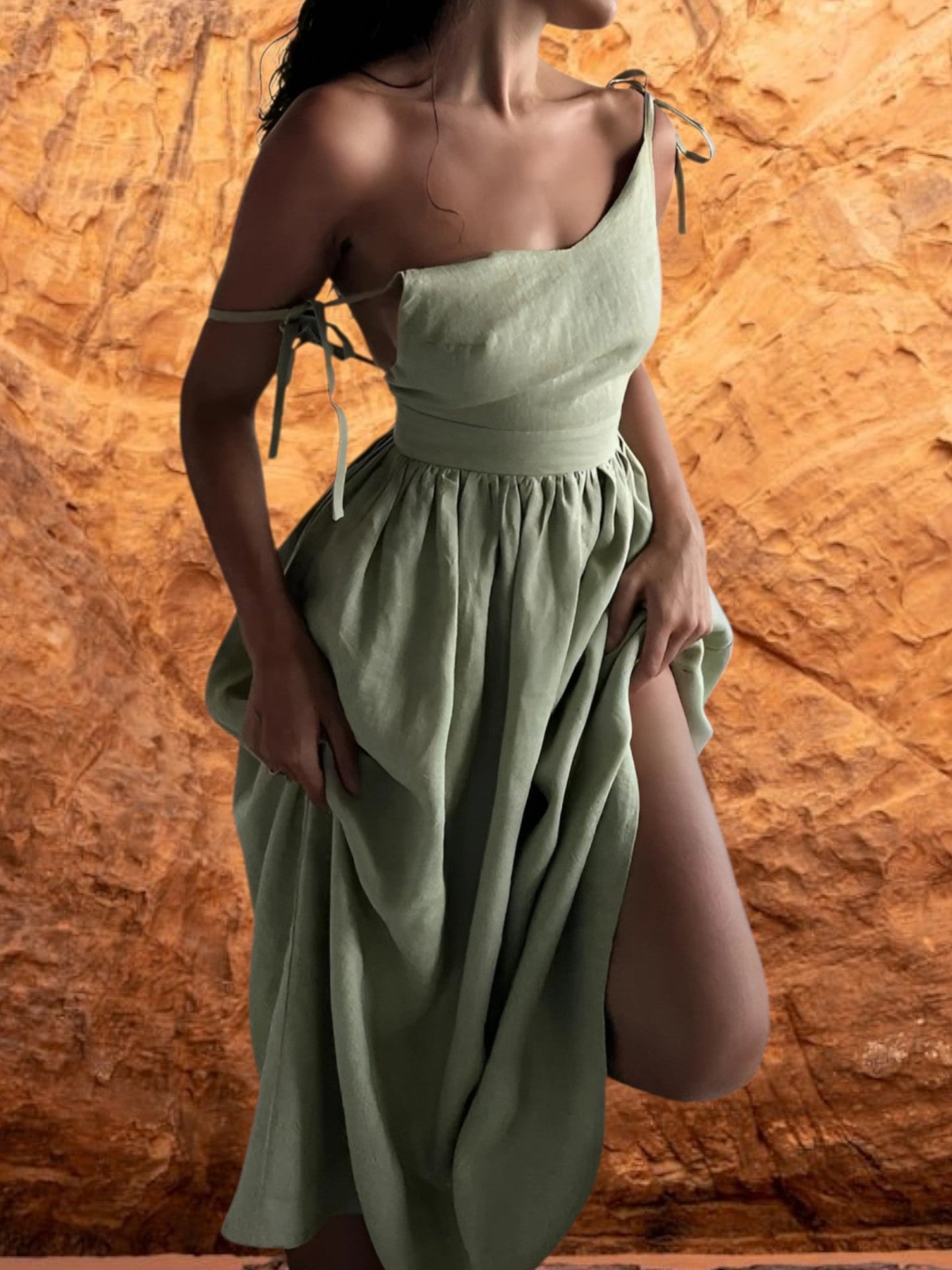 Ärmelloses Vintage-Strandkleid für Damen aus atmungsaktiver Baumwolle 2